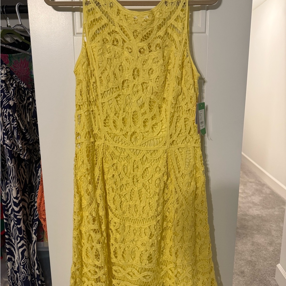 NWT Lilly Pulitzer Foley Yellow Lace Sleeveless Dress